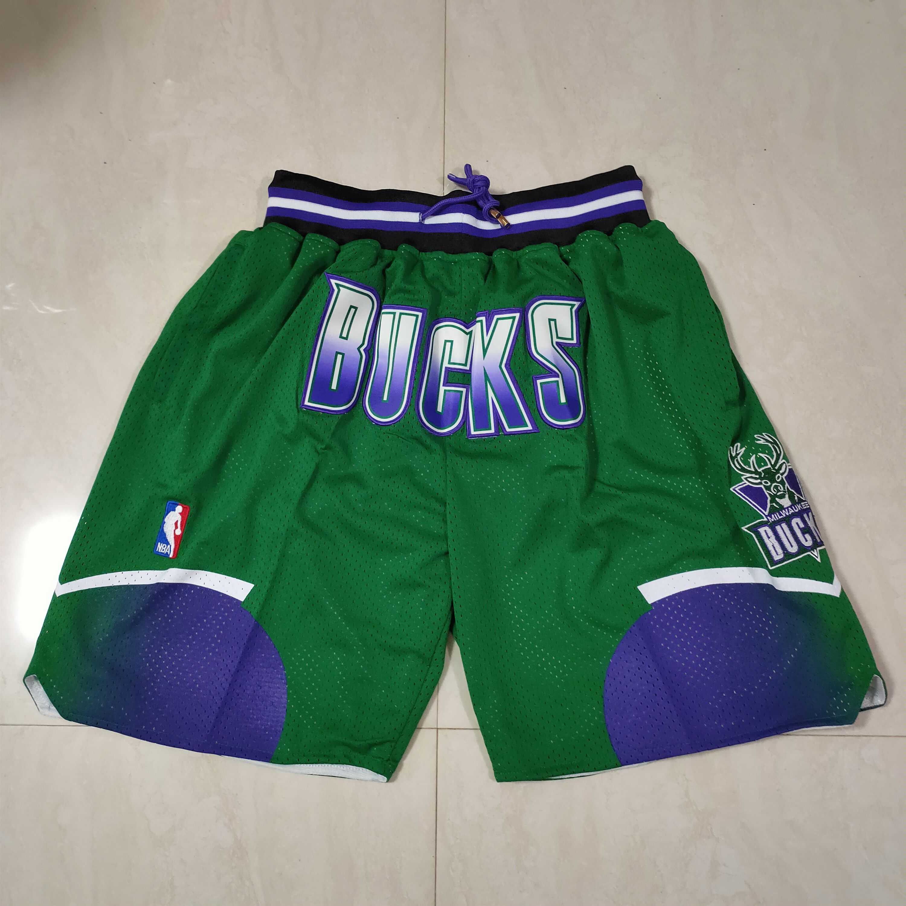 Men NBA 2021 Milwaukee Bucks Green Shorts